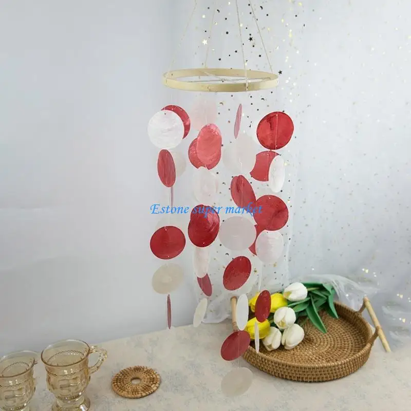 090B قذائف طبيعية مصنوعة يدويًا زخارف الرياح لغرفة النوم والشرفة