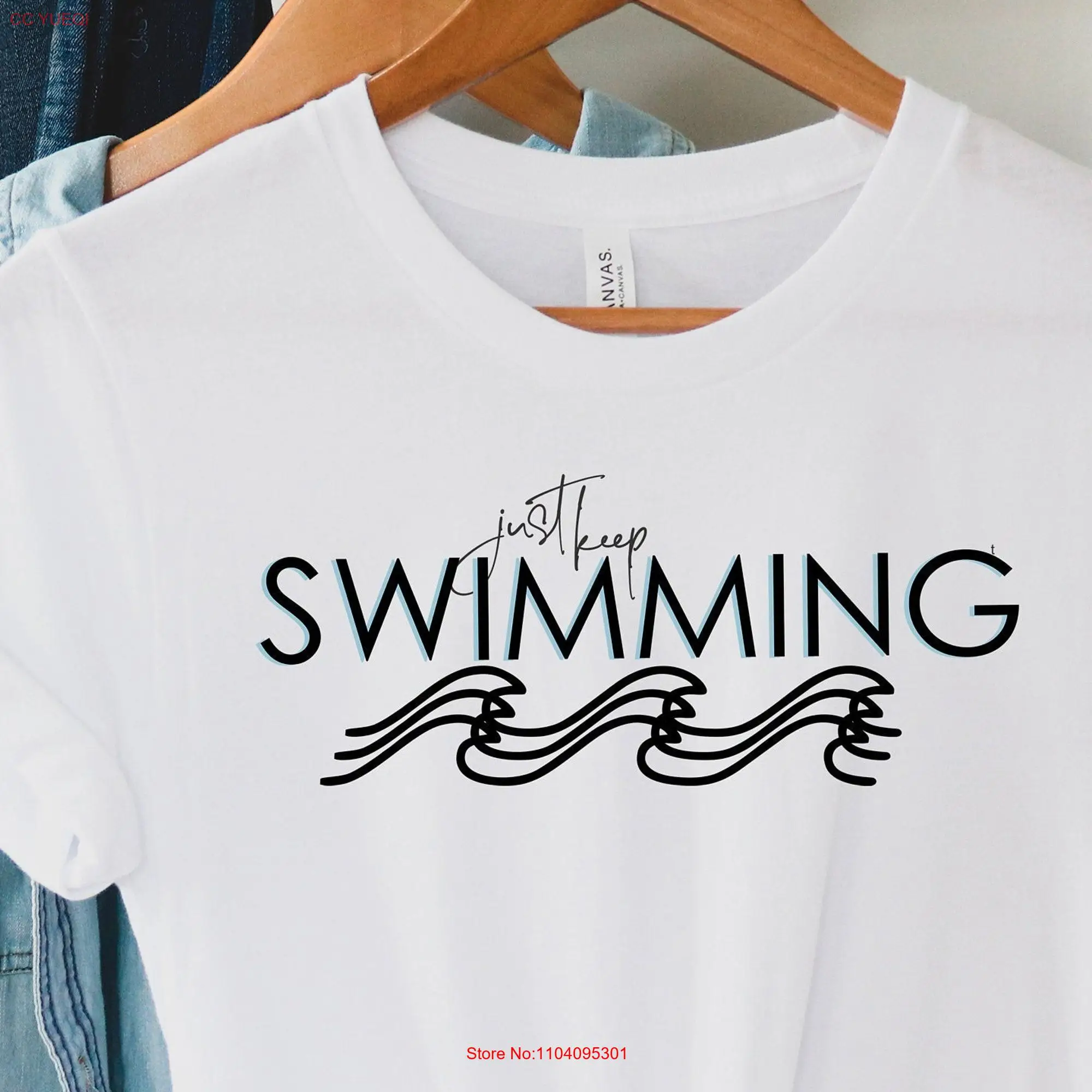 Just Keep Swimming T Shirt Season Swim Summer Travel Relax Vacation Trip Swimmers long or short sleeves