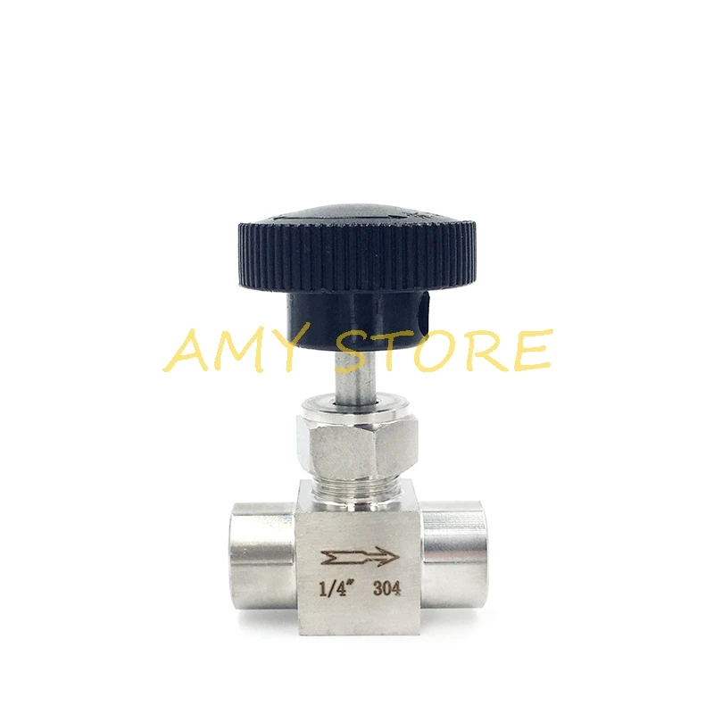 วาล์วเข็ม SS304สแตนเลสปิดการควบคุมการไหล1/8 ''1/4'' 3/8 "เกลียวตัวเมีย1/2 'bsp สำหรับท่อน้ำมันแก๊สน้ำ