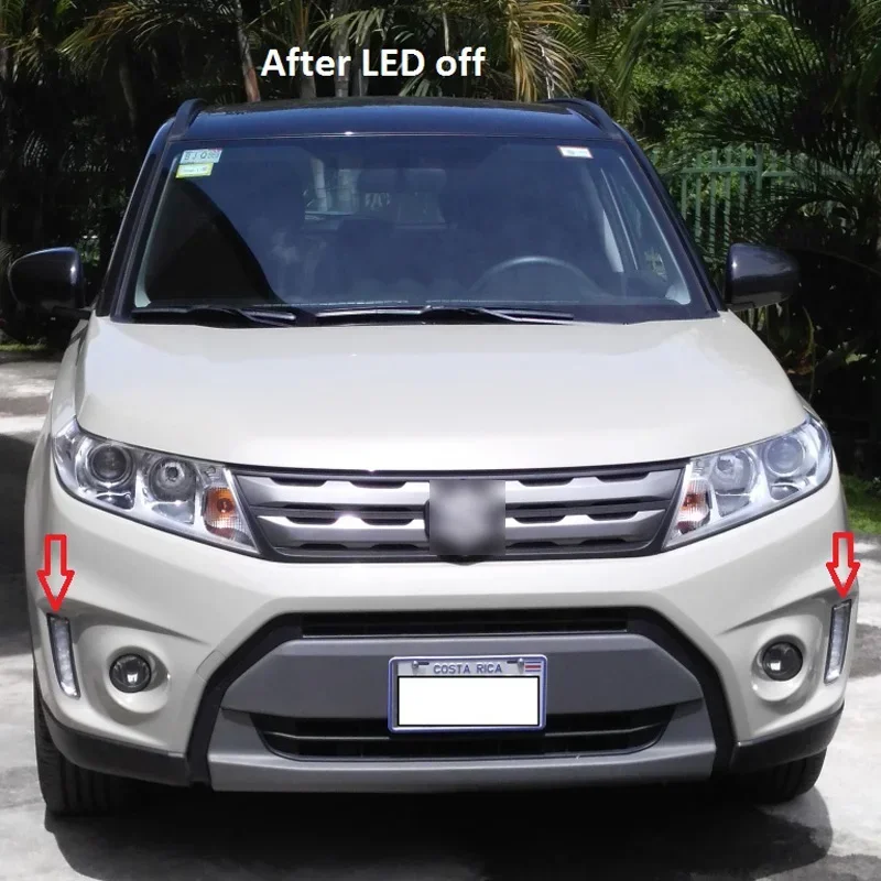 

Car LED DRL 12V Daytime Running Headlamps For Suzuki Vitara 2015 2016 2017 2018 Daylights Yellow Turn Signal DRL Car Foglamps