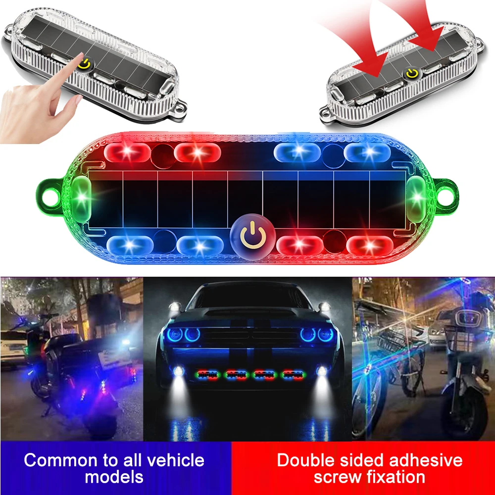 Solar Power Anti-Theft Alarm Light for Motorcycles Car Scooter Strobe in-Night Warning Lamp Wireless LED Drone Flash Indicator
