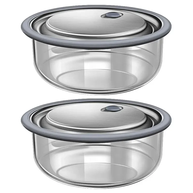 New Thicken High Borosilicate Glass Lunch Box Microwave Heating Crisper Glass Round Food Storage Fresh-keeping Box Bento Box