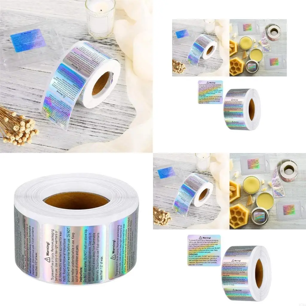 

97BA 1.5x1.8Inch Adhesive Holography Sticker Roll Waterproof Decal for Wax Package