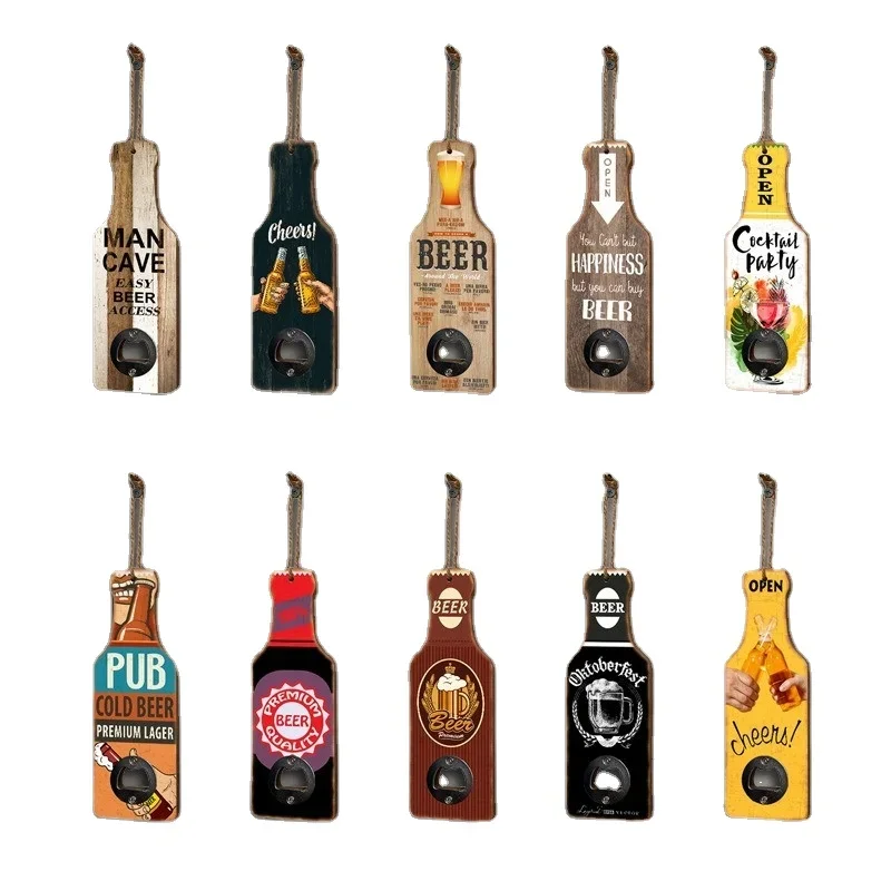 Bar Accessories Wall Hanging Beer Opener Decoration Pendant Retro Bottle Openers Tools Cafe Restaurant Home Wall Decor Gadgets