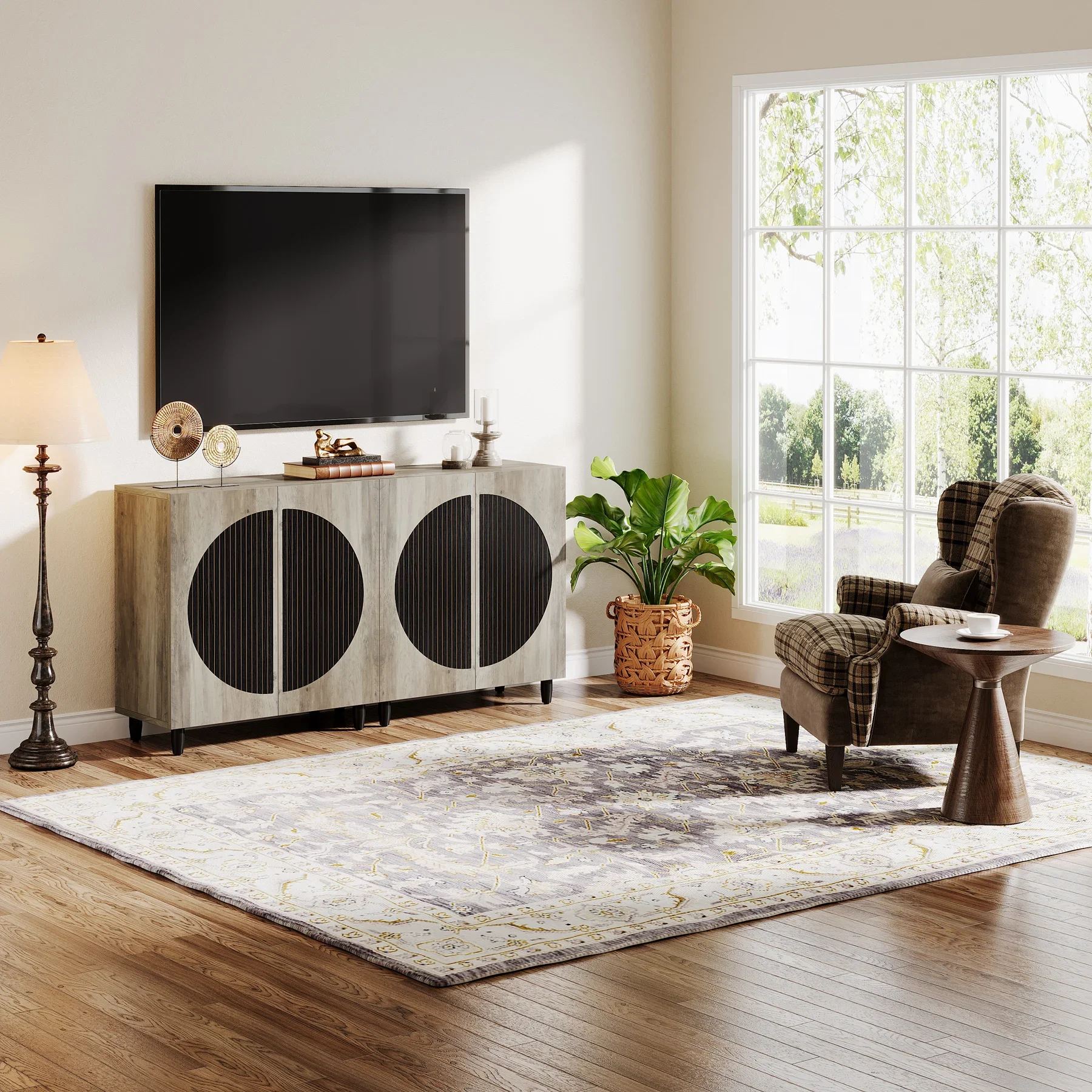 

Tribesigns 63-Inch Sideboard Buffet Cabinet With Storage Modern Kitchen Buffet Storage Cabinet With Adjustable Shelf