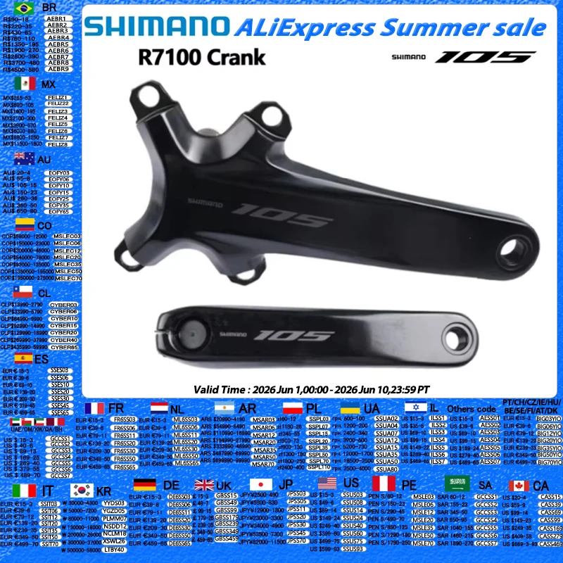 Shimano 105 R7100 Crank 12speed Left Side Right Side 170mm/172.5mm/175mm HOLLOWTECH II For Road Bike Bicycle Crank Original