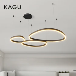 모던 브러시드 링 LED 샹들리에, 홈 조명, 천장 장착, 거실 침실 행잉 램프, 흑백 컬러 조명