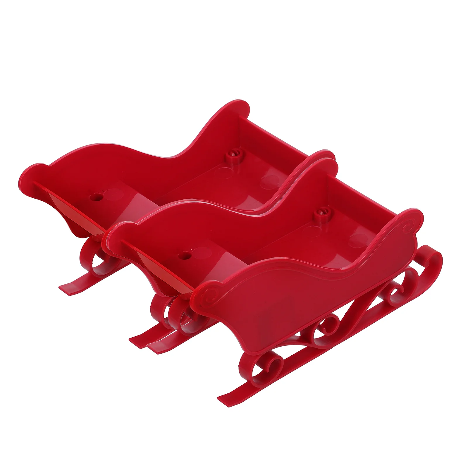 

2pcs Christmas Decoration: Plastic Santa Sleigh Holiday Candy Bowl Festive Tabletop Centerpiece Under Tree Ornament - Mini