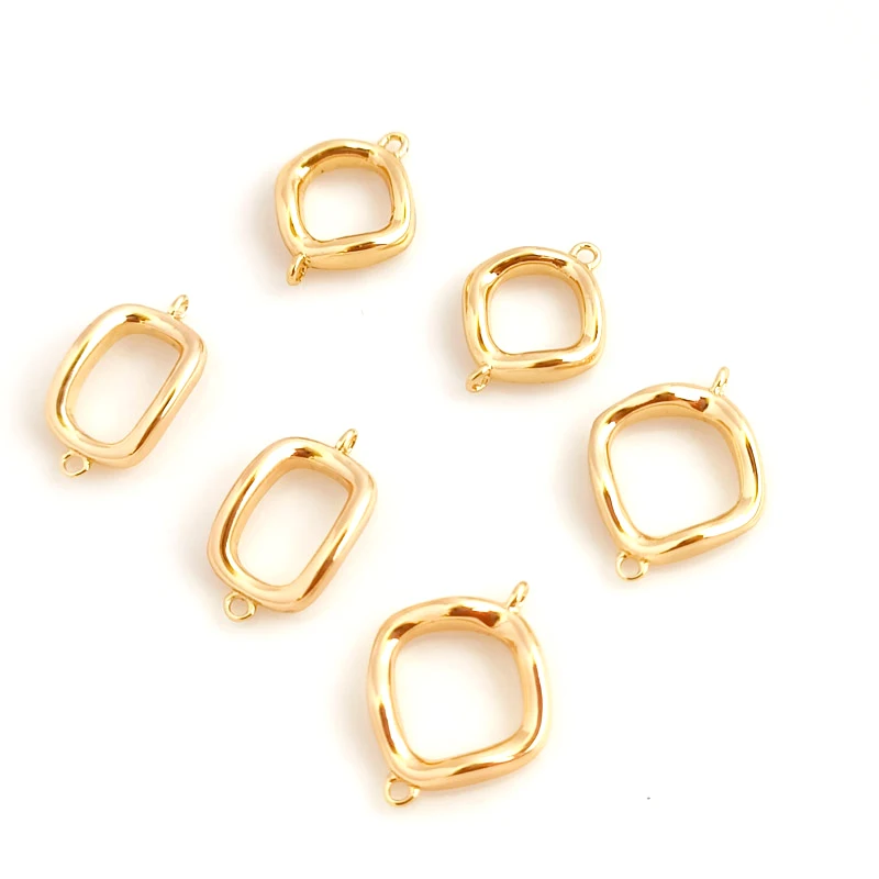 4pcs copper package 14K into irregular rectangular ring double hanger DIY hand bracelet necklace connecting accessories material