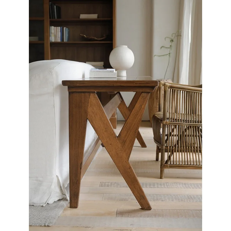 Living room solid wood desk study calligraphy table study table workbench horizontal hall sofa back desk long table backrest tab