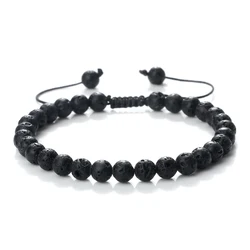 Prayer Natural Stone Round Beads Bracelets Men Hematite Cross Bangles 6mm Tiger Eye Onyx Beads Meditation Bracelet Women Jewelry