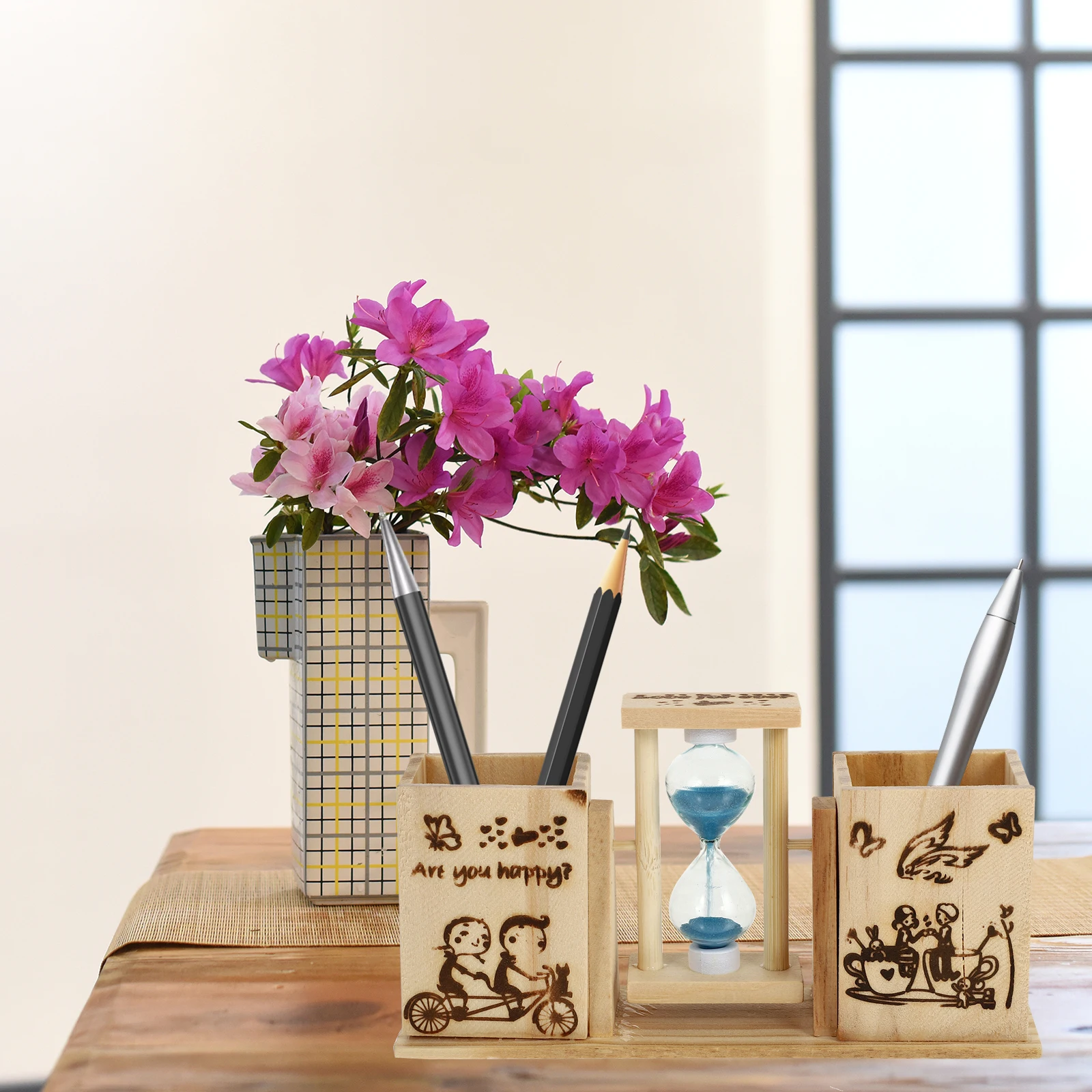 

Retro Wooden Hourglass Timer Sandglass Clock For Kids Cooking Games Exercise Decor Home Office Tea Time Gift Random Pattern Sand