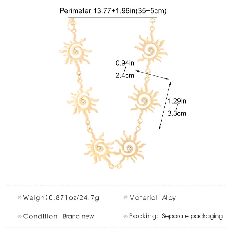 قلادة ذهبية اللون للنساء ، وصلة شمسية ، سبيكة مثيرة ، قلادة قصيرة ، مجوهرات ساحرة ، اتجاه حديث ، إبداعي ، كل المطابقة ، #5
