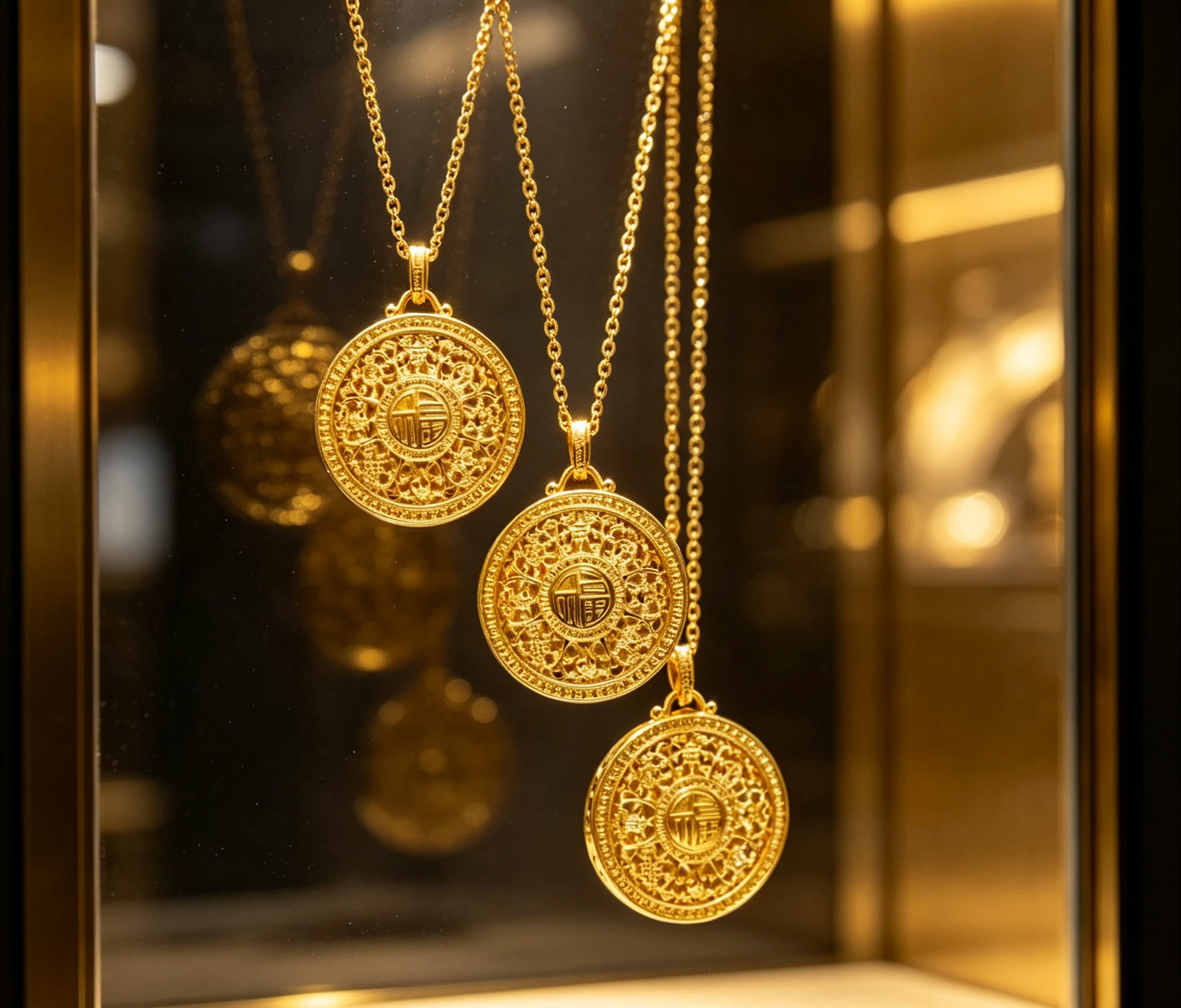 9999 Gold Round Eight Treasure Compass Pendant for Woman Luxury AU750 Pendant Necklace Jewelry High-quality birthday gift