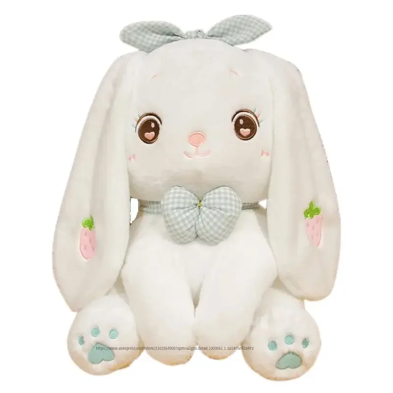 Conejo de peluche Kawaii con orejas largas y grandes, Animal relleno, conejo de fresa, almohada de muñeca suave, juguetes para niños, regalo de cumpleaños y Navidad