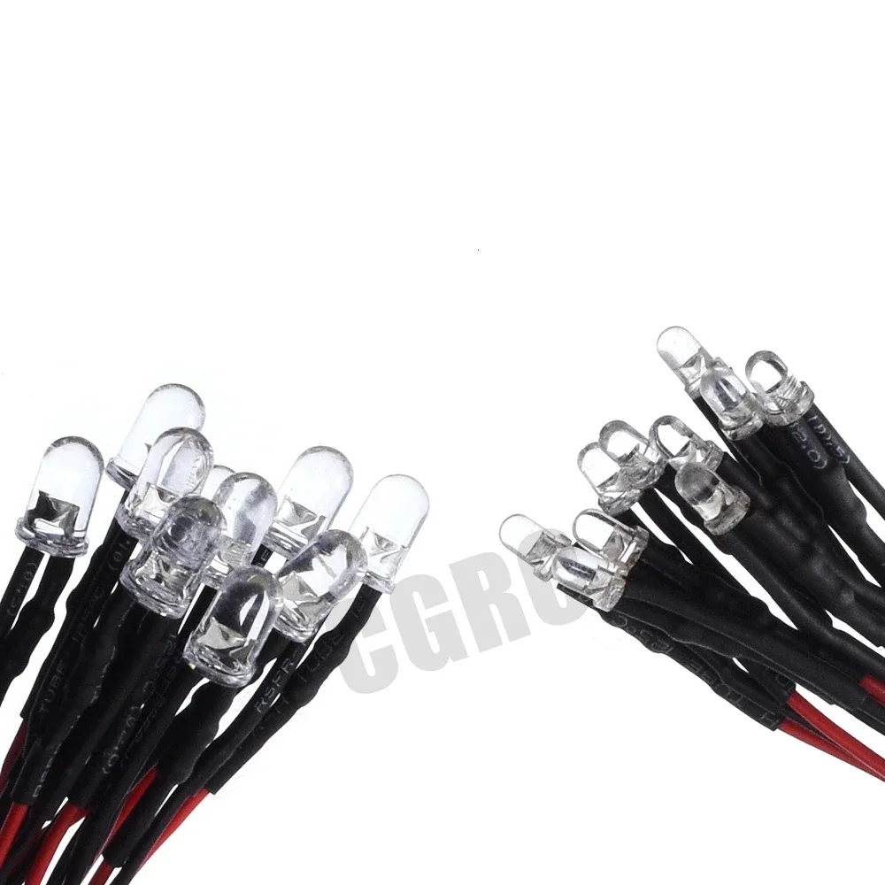 10pcs 3mm 5mm 12V LED Light Red White Yellow For 1/10 RC Crawler 1/14 Tamiya RC Truck Drift car Traxxas SCX10 SCANIA