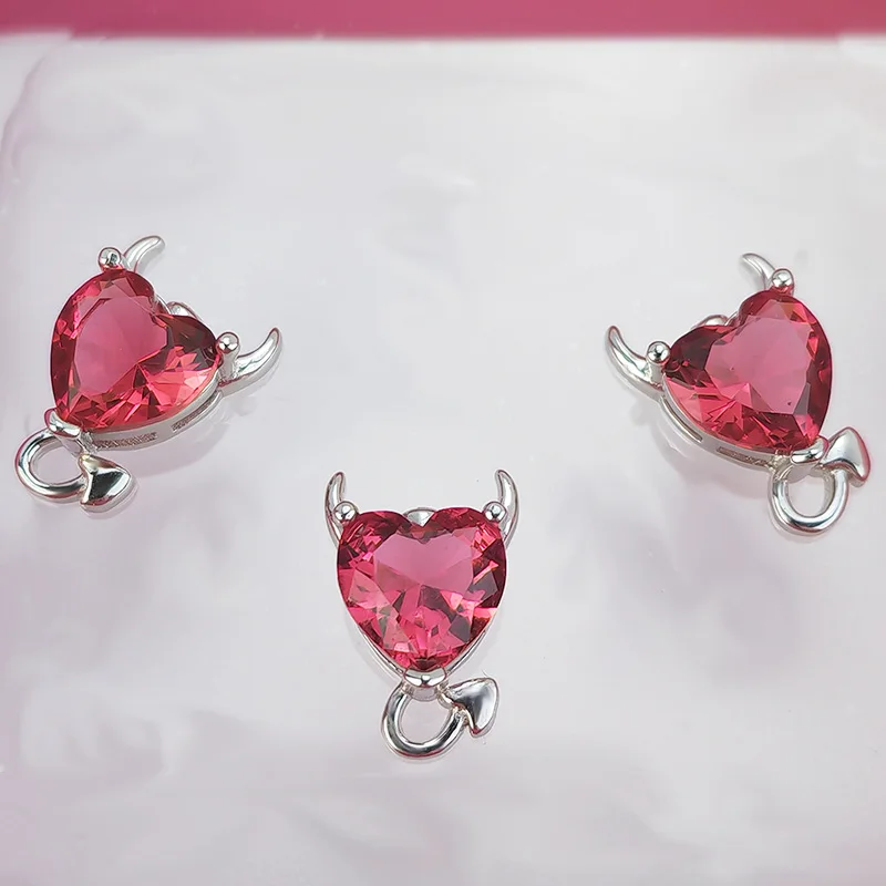 JICAI 925 فضة هالوين الشيطان البطن زر ثقب البطن زر خواتم فاخرة الأحمر الأسود الكوراندوم الإناث جديد للمرأة