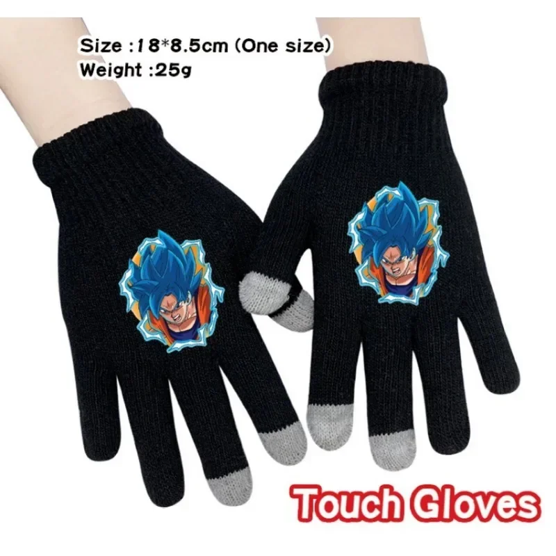 New Dragon Ball Digital Printing Warm Gloves Son Goku Fall and Winter Cold Warm Cartoon Anime Around Knitted Touch Screen Gloves