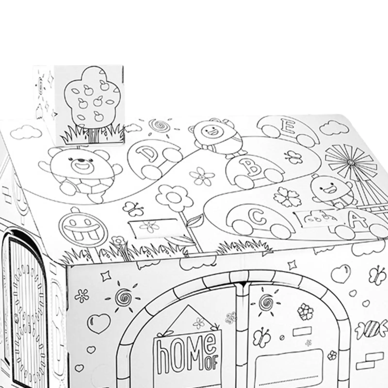 

Картонный игровой домик DIY: творческий набор для декорирования, картонная крепость, развлечение для детей в помещении, развивающая игрушка для дошкольников, подарок на праздник