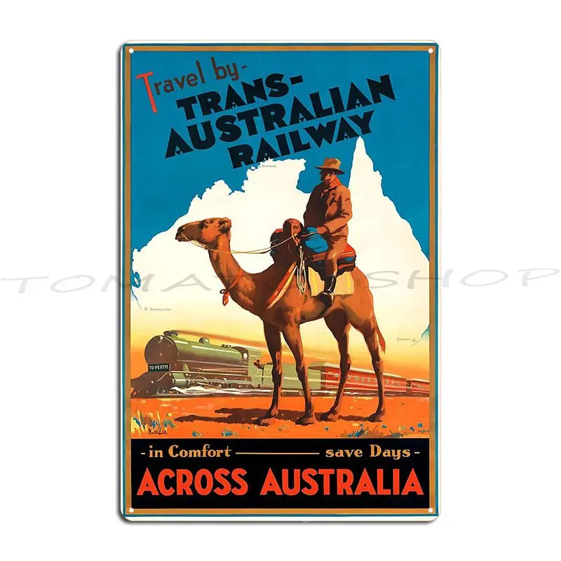 1933 Australia Trans Australian Railway Travel Metal Sign Wall Cave Create Club Custom Tin Sign Poster