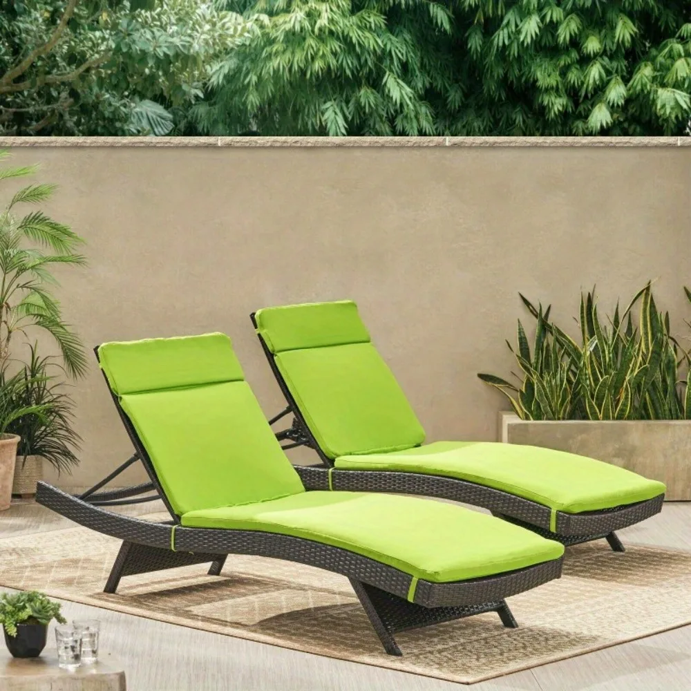 

Set of 2 Green Cushion Pads For Outdoor Chaise Lounge Chairs, Durable, High-Density Foam Outdoor Chair Cushions