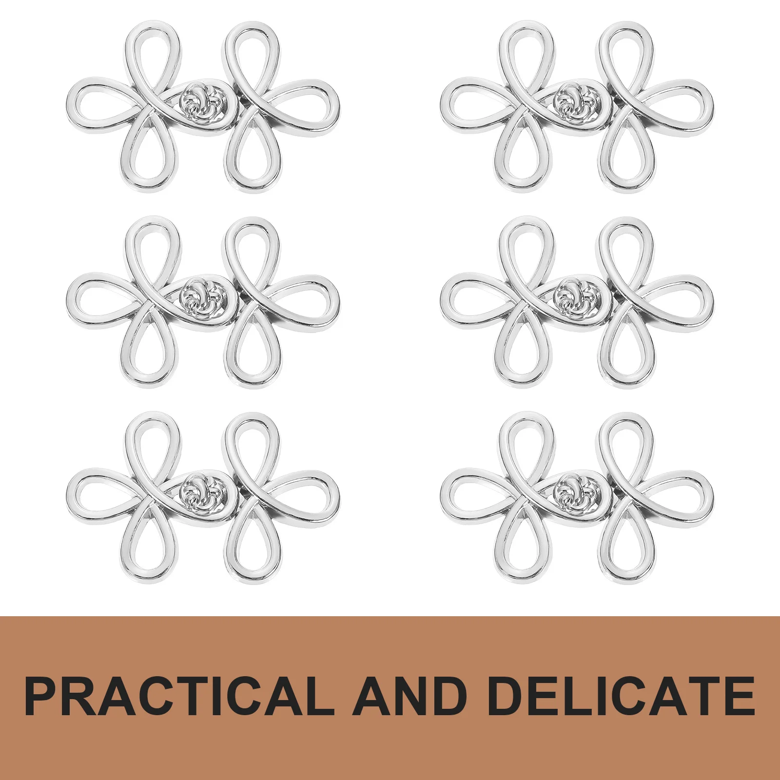 

6Pairs Chinese Style Metal Buttons Elegant Knot Fasteners for Cheongsam Han Costume Clothing Accessories DIY Sewing Decorations