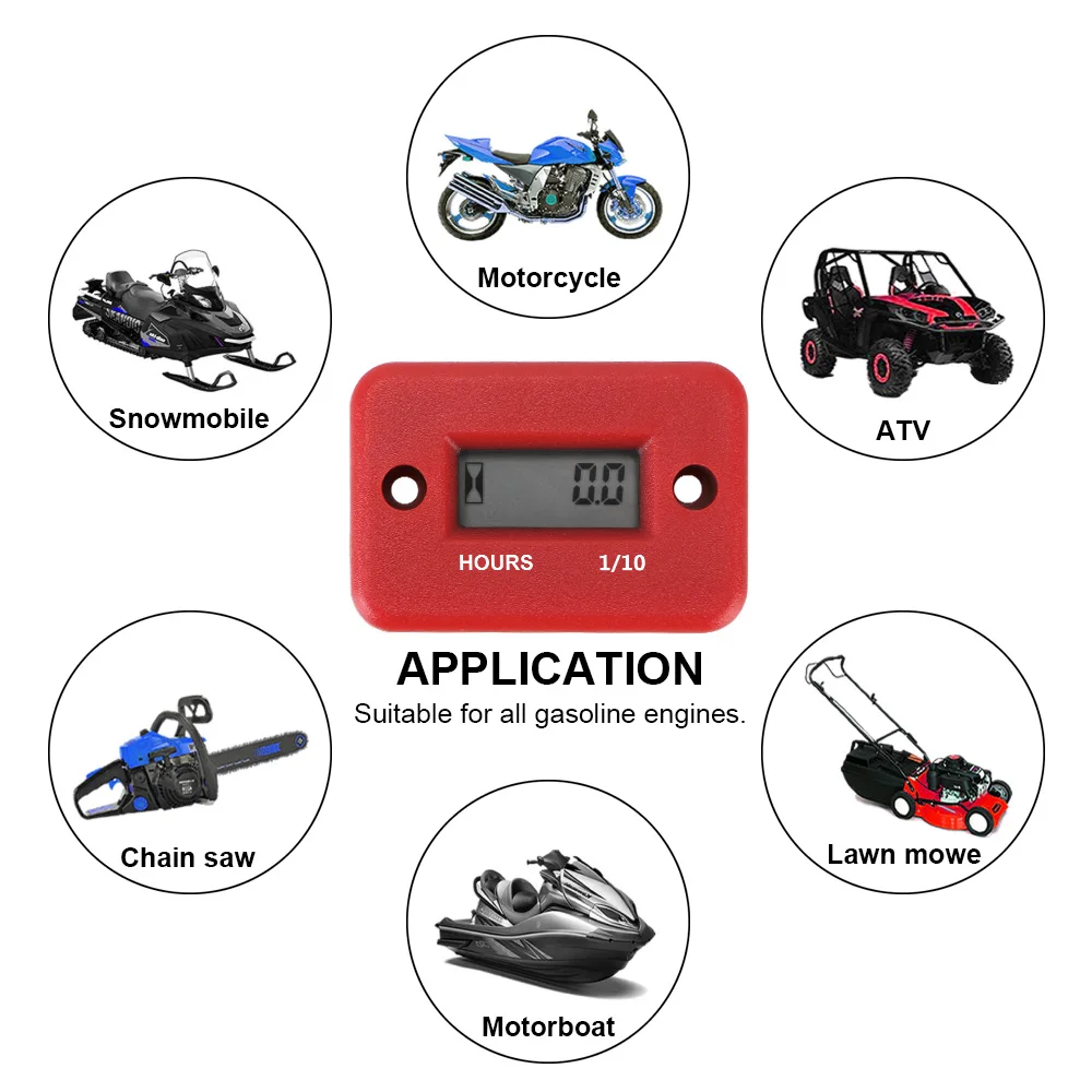 Engine Gauge Hour Meter Digital Hour Meter LCD Display Waterproof For Motorcycle ATV Gasoline Marine Snowmobile Portable