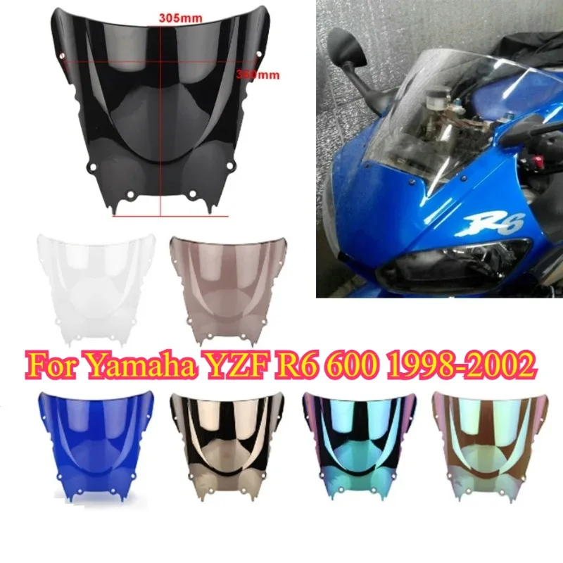 

YZF-R6 Motorcycle Screen Double Bubble Windshield Deflector Protector WindScreen for Yamaha YZF R6 600 1998 1999 2000 2001 2002