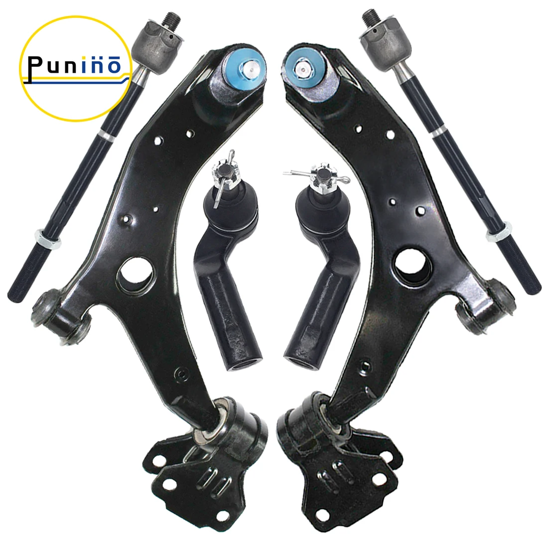 

Punino 6pcs Front Lower Control Arms with Ball Joint Suspension Tie Rod Bushing Kit Set for Mazda 3 2010 2011 2012 2013