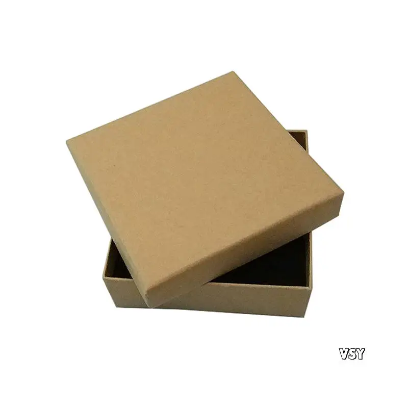 

16 Pieces Of Kraft Cardboard Jewelry Box, 9 X 9 X 3Cm