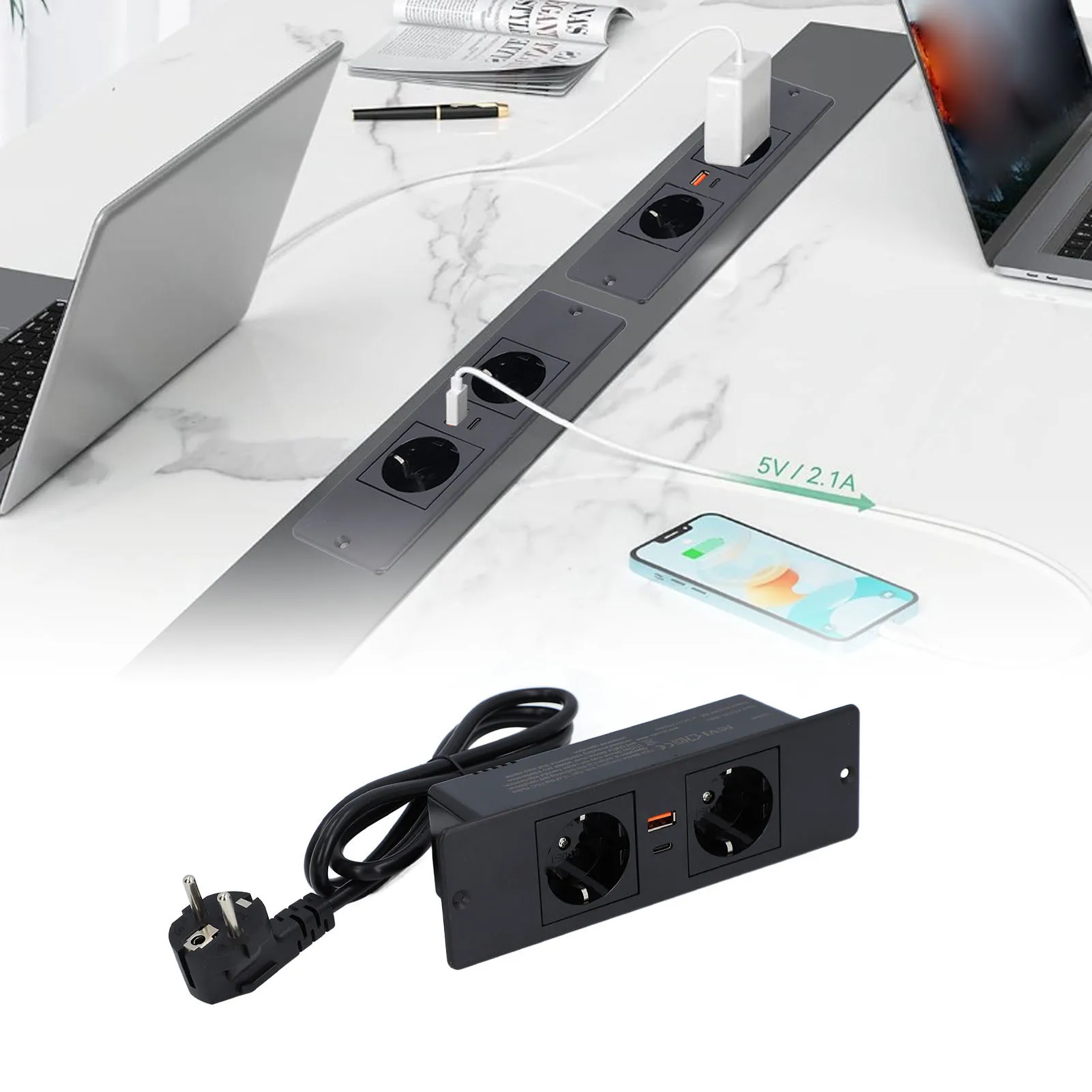 

Recessed Power Strip Socke Power Strip Socket Embedded PD20W Fast Charging Desk Outlet Power Socket with 1.5m Cable Table Socket