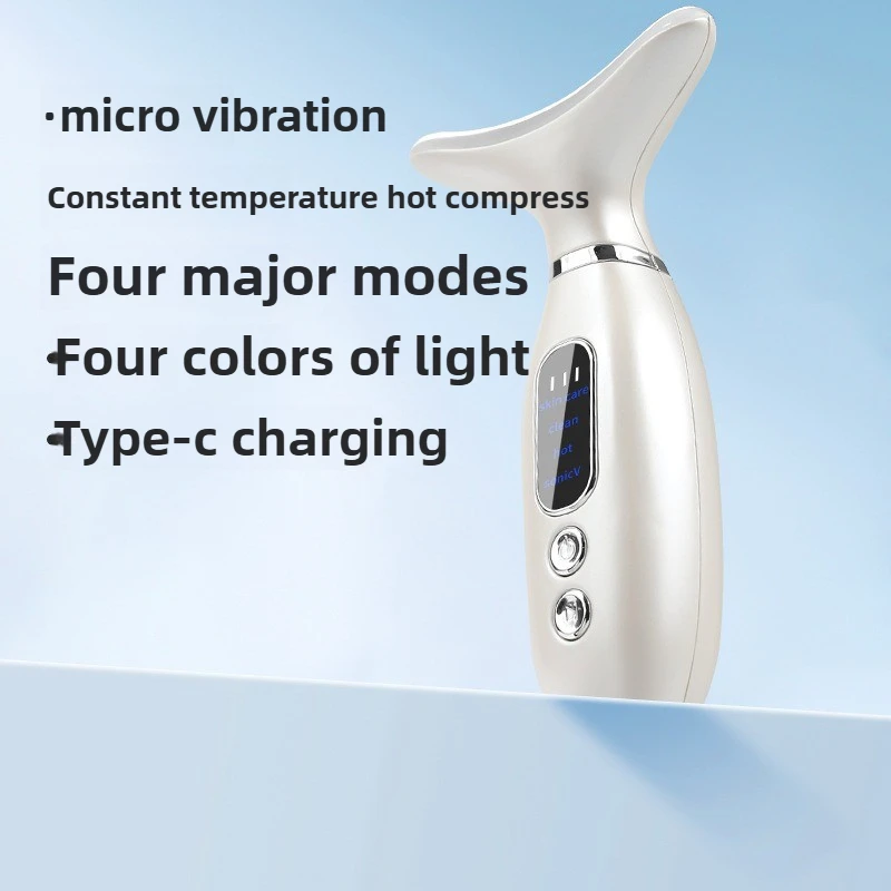 New electroplating neck vibration hot compress photon rejuvenation device for household facial and neck lifting beauty massager