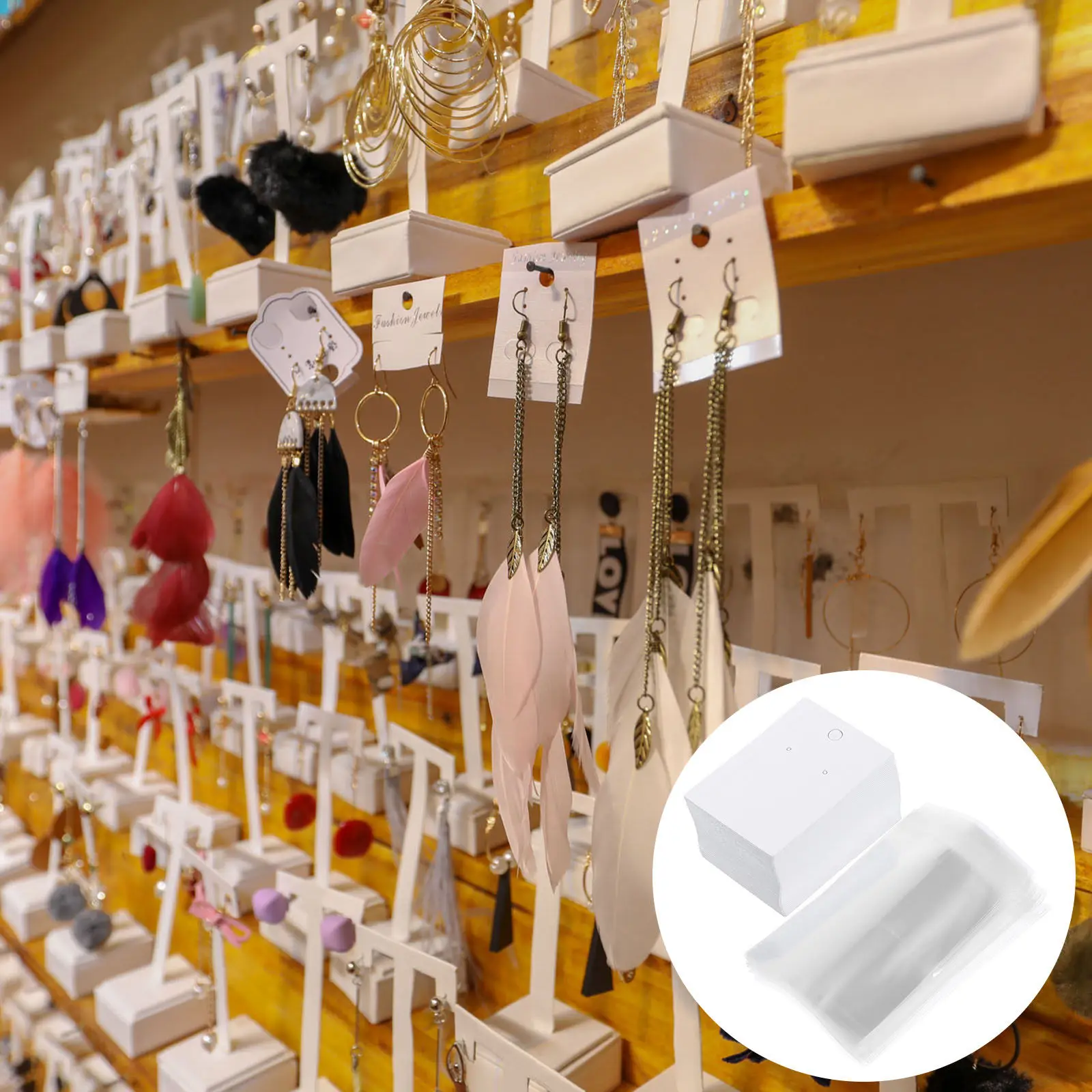 

100 шт. белых прямоугольных картонных карточек для демонстрации серег, экологичные, безопасные, прочные, для ювелирных изделий, для серег-гвоздиков, маленьких украшений