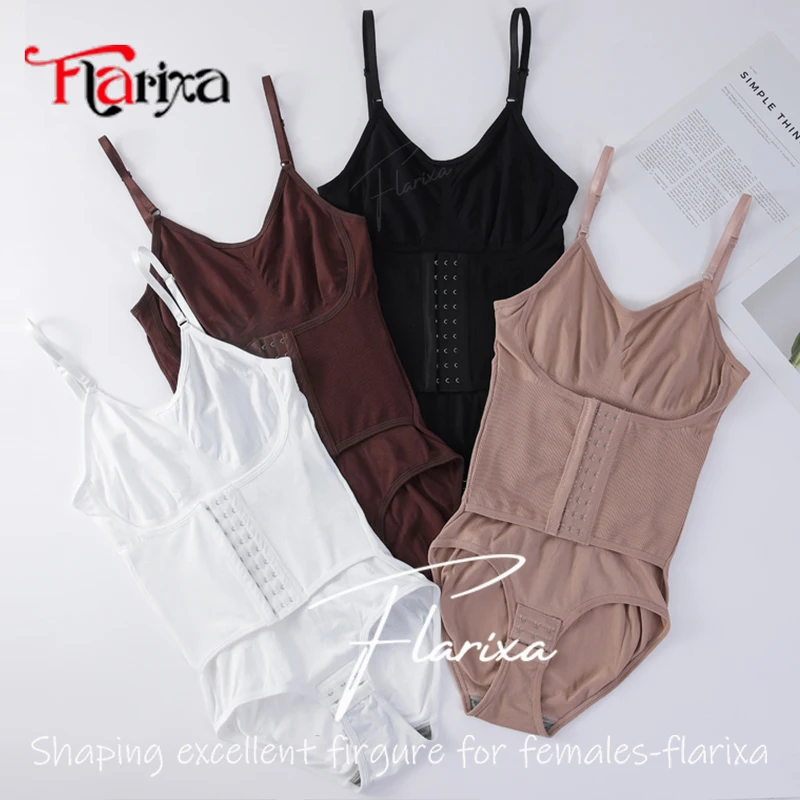 Flarixa Women Suspender Shapewear Bodysuit With Hooks Seamless Waist Trainer Body Shaper Briefs Butt Lifter Tummy Slimming Faja image 5
