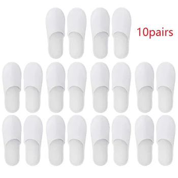 남녀공용 일회용 폐쇄 슬리퍼, 호텔 신발, 손님용 흰색 신발, 10 쌍