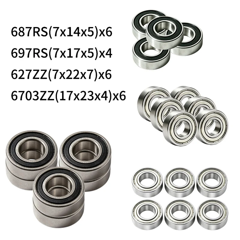22pcs Sealed Bearing Kit for RC Snowmobile Model Track Drive & Secondary Gearbox Upgrade Ball Bearings
