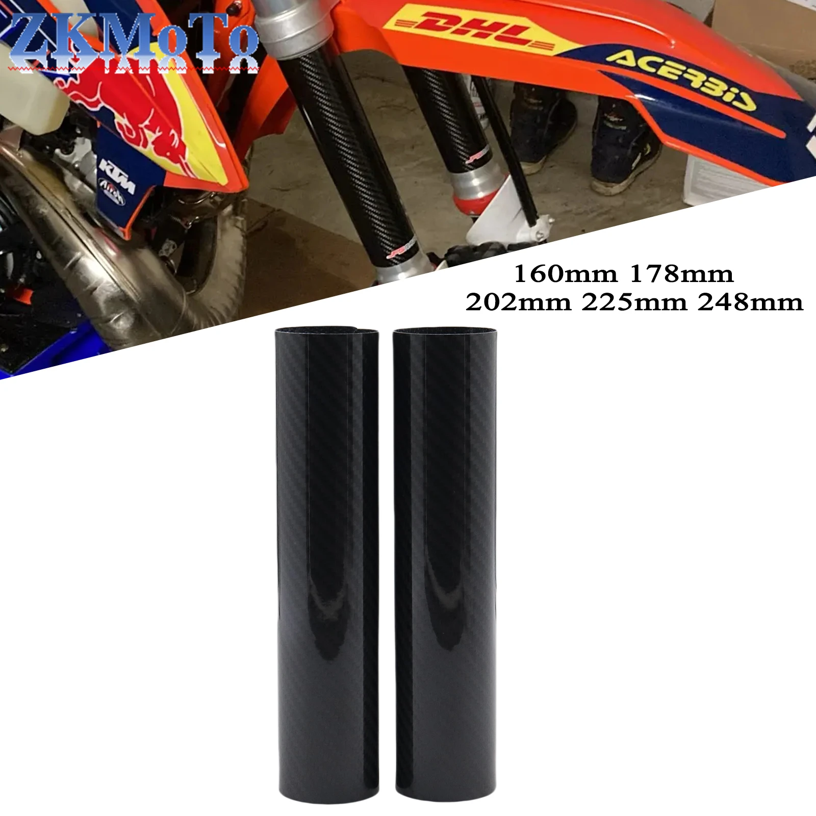 Motorcycle 160mm 178mm 202mm 225mm 248mm Carbon Fiber Front shock absorber circular protective For KTM Honda Yamaha Kawasaki