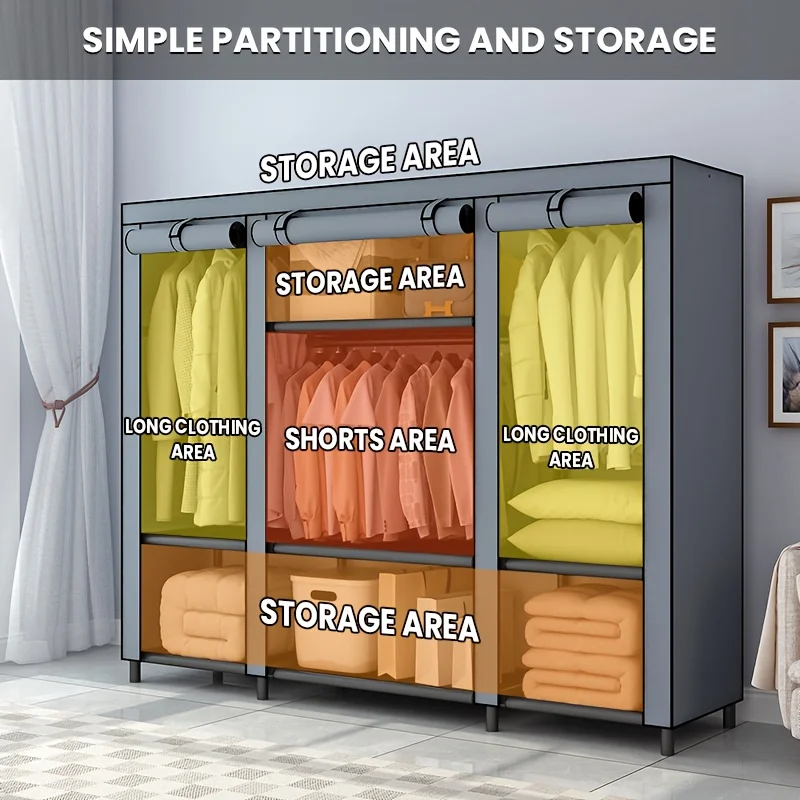 59 Inch Portable Wardrobe- Large Capacity Clothes Storage Rack
