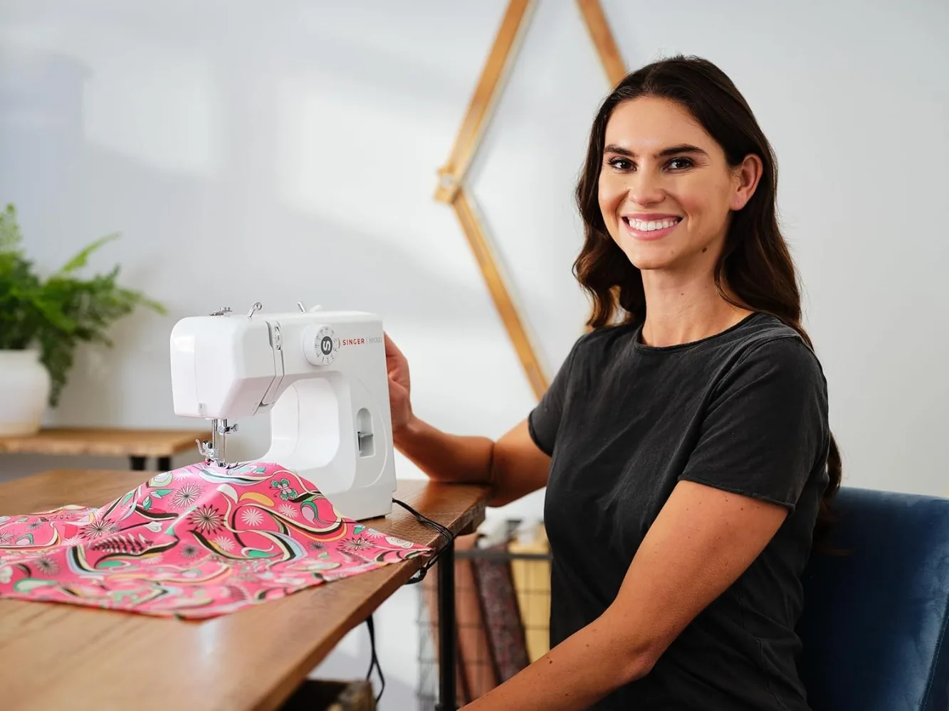 Lightweight & Portable Sewing Machine with 32 Stitch Applications, LED Light & Top Drop-in Bobbin for Hems | Great for Mending