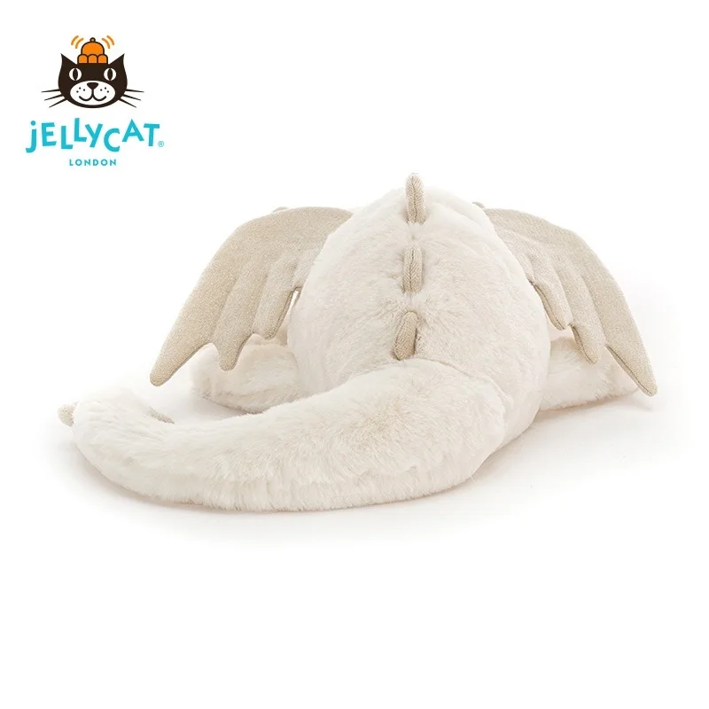 AUTHENTIC JellyCat London Snow Dragon - LARGE White Mythical Plush Stuffed Animal, NWT New With Tags (Fluffy Texture)
