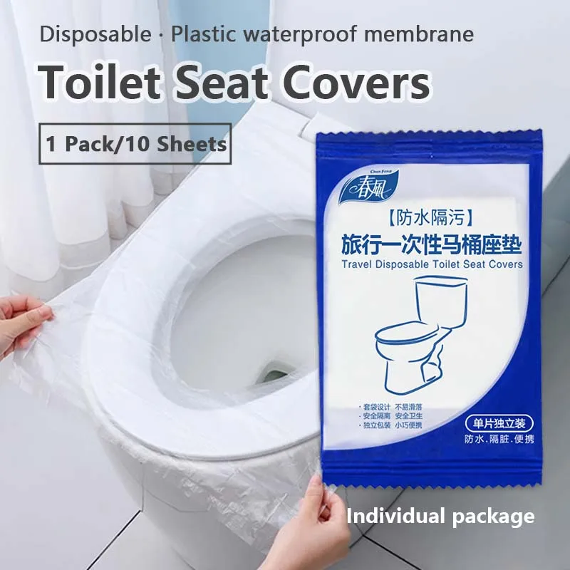 10PCS Biodegradable Disposable Toilet Seat Cover for Baby Pregnant Mom Travel Independent Packaging Waterproof Plastic Cushion