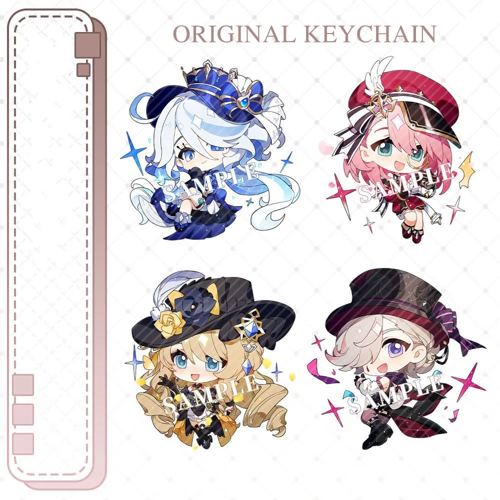 New Genshin Impact Arlecchino Neuvillette Clorinde Pendant Keychain Cute Cartoon Anime  Key Ring Game Cosplay Prop Badge Gift