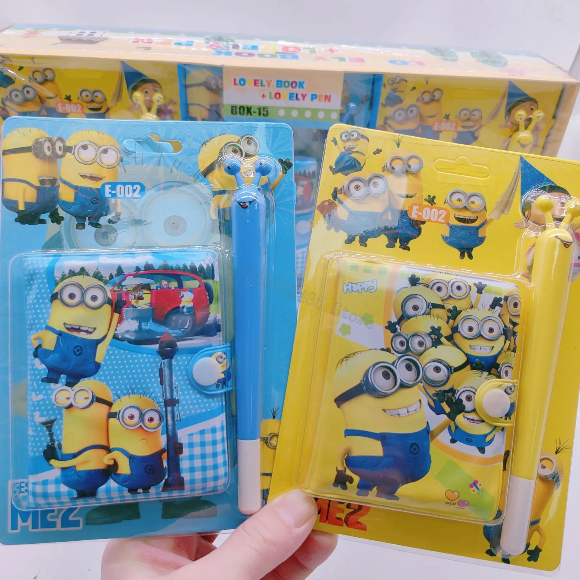 Cartoon Minionses Cute Notebook Diary Planner Mini Books with Ballpoint Pen Set Kids Stationary Writing Pads School Supplies