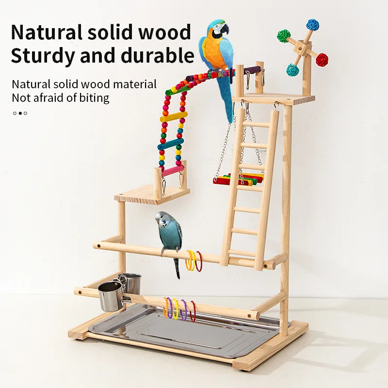 Bird Station Rack Solid Wood Training Pepper Wood Playground Platform Hand Bird Floor Supplies Parrot Station Rack