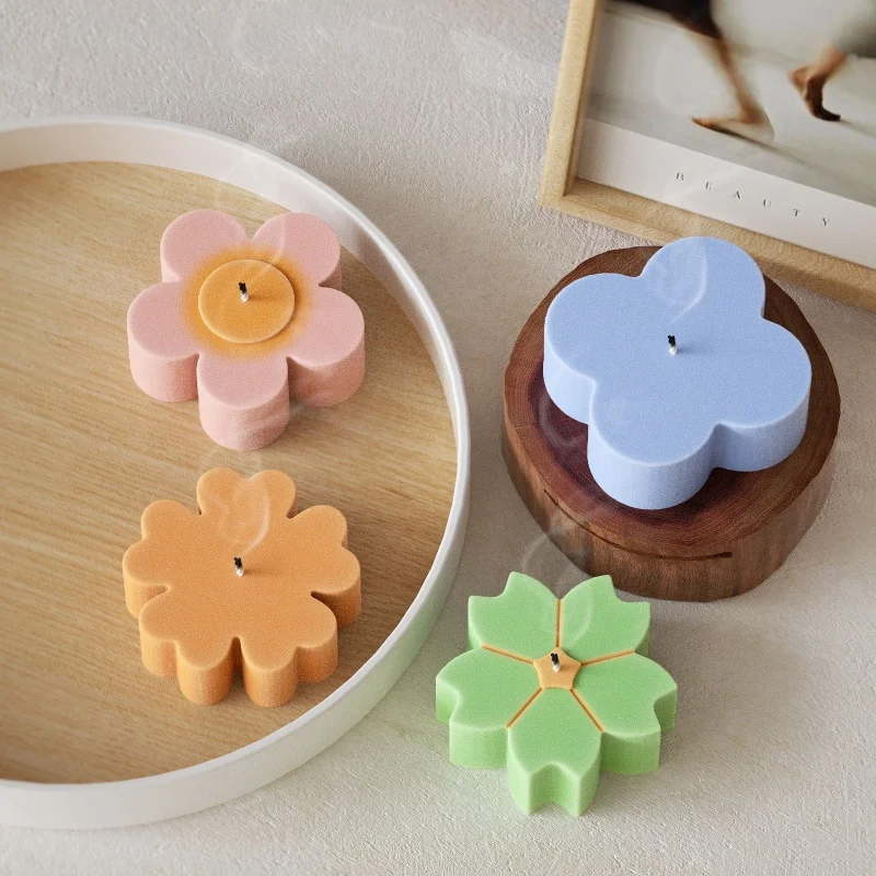 Flower Candle Gypsum Silicone Mold DIY 4 Style Flowers Aromatherapy Soap Epoxy Resin Molds Ice Chocolate Cake Decor Baking Mould