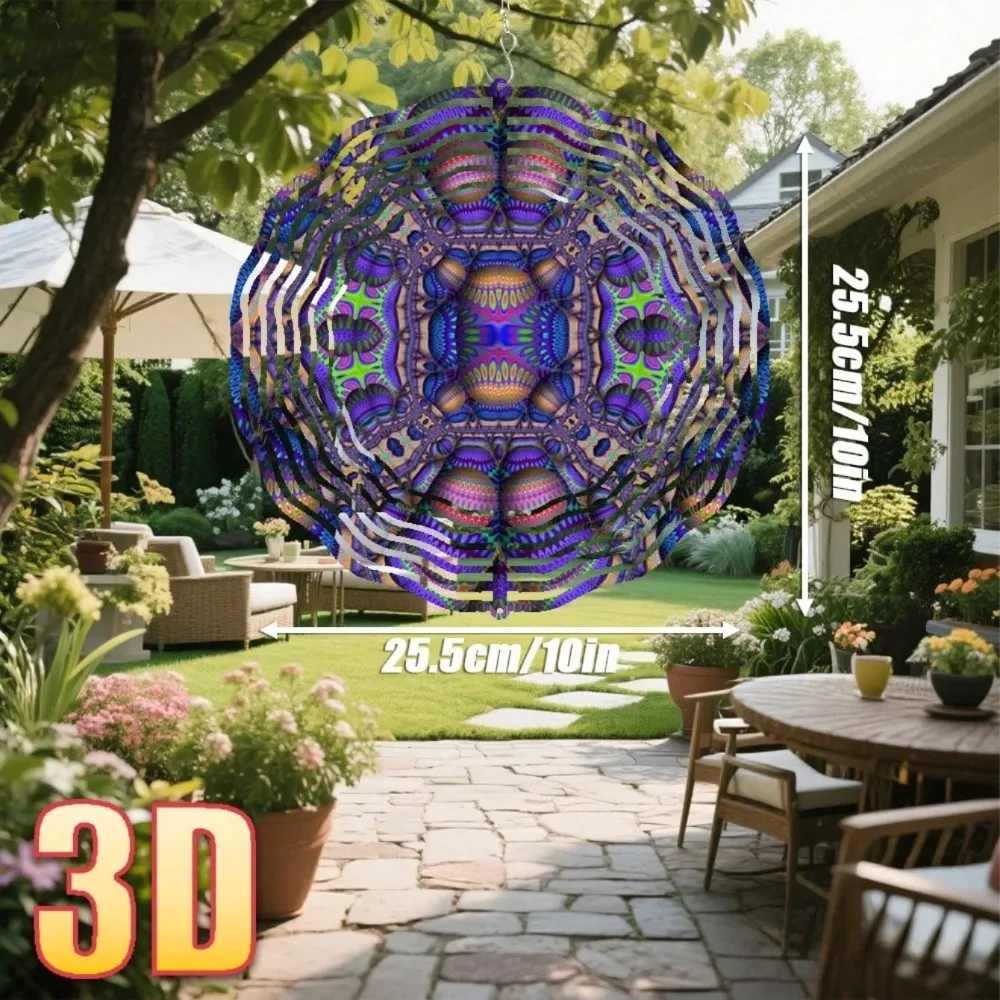 CIFBUY Metal Wind Garden Decor 3D Rotating Colorful Kinetic Battery Free Anti Fade Waterproof Iron Ornament Yard Art Patio Gift
