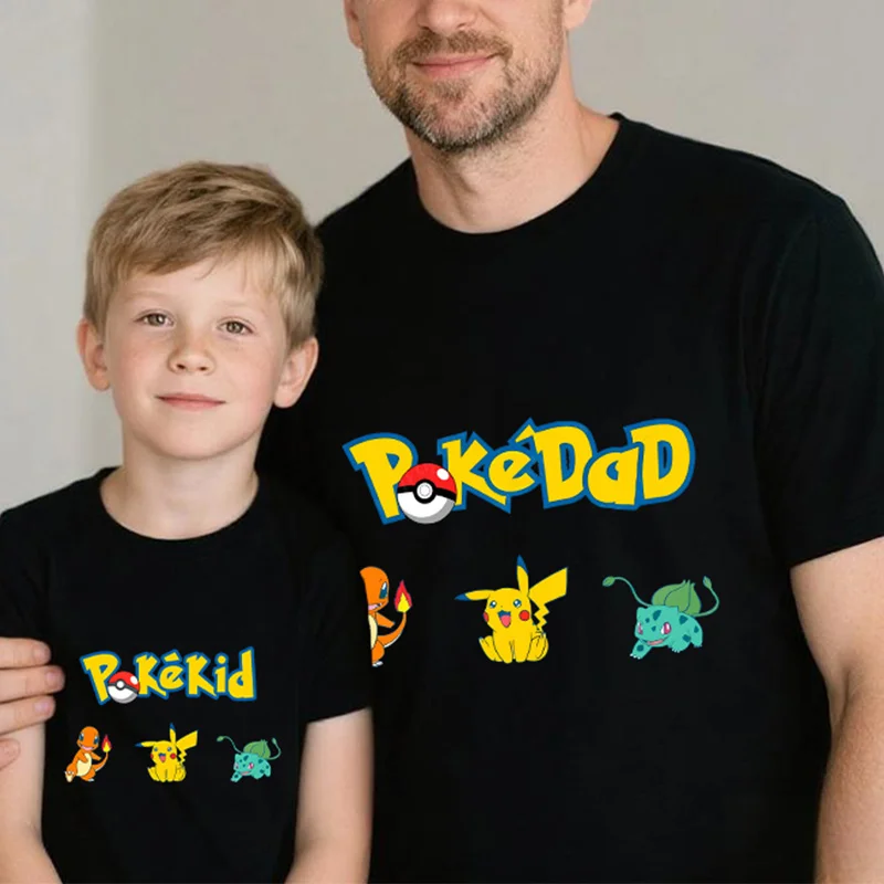 Anime Figure Family Matching T-shirts Printed Tshirts Look Dad Mom Kids Tees Tops Outfits Vacation Party Short Sleeve Tshirt