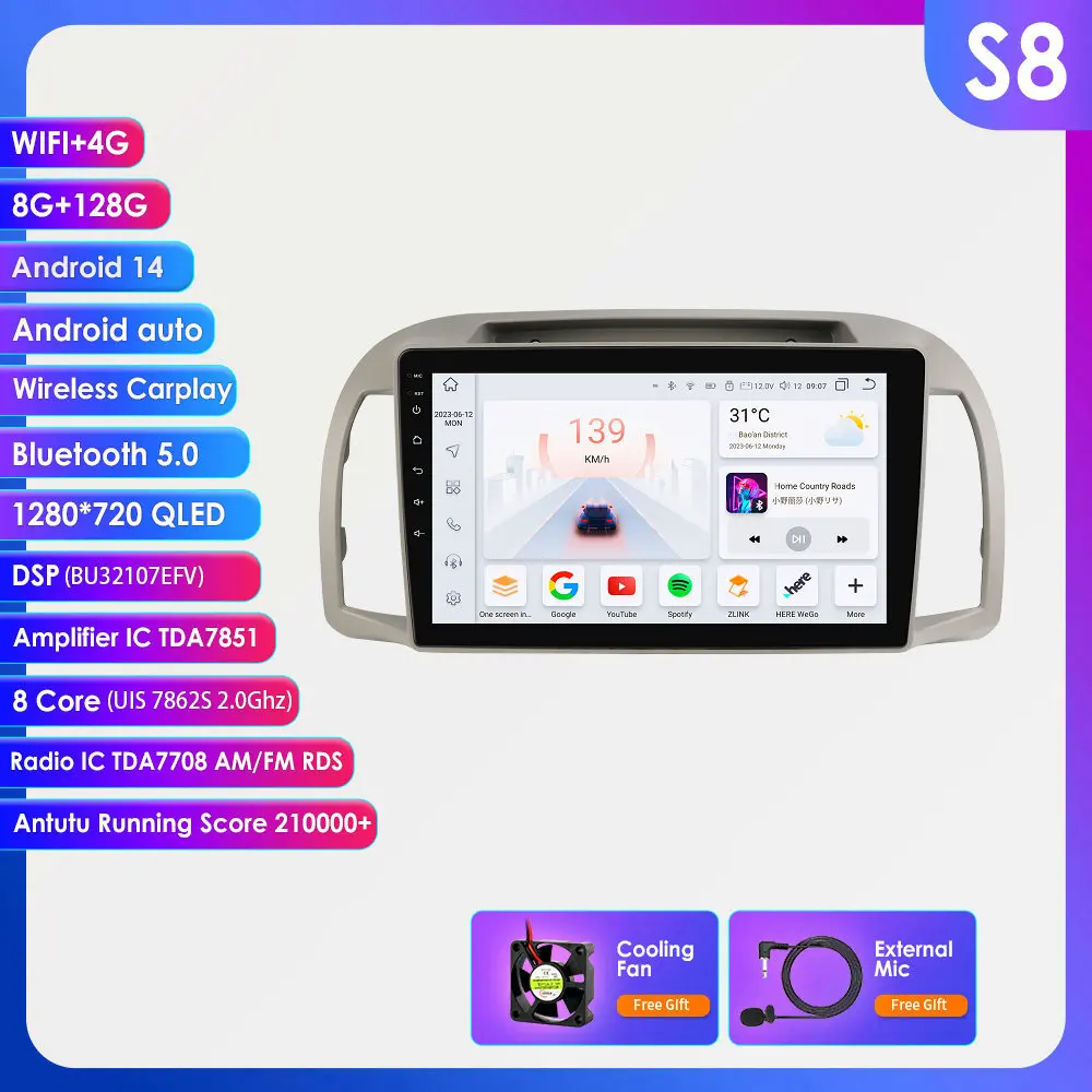 Android 14 Carplay voor Nissan March Micra K12 2002-2010 autoradio GPS multimediaspeler 2DIN auto intelligente radio 9" head unit SWC 4G WIFI RDS BT