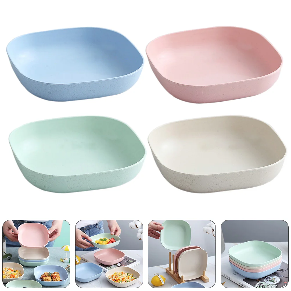 

4 Pcs Tray Salad Bowls Lightweight Food Storage Containers Snack Dishes Fiber