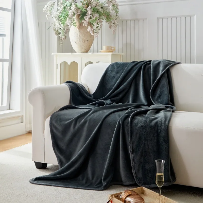 1 person pet shared double-sided milk velvet blanket sofa towel plain warm towel blanket machine washable dust cover